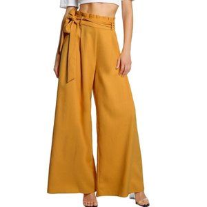 Self tie high waist wide leg pants